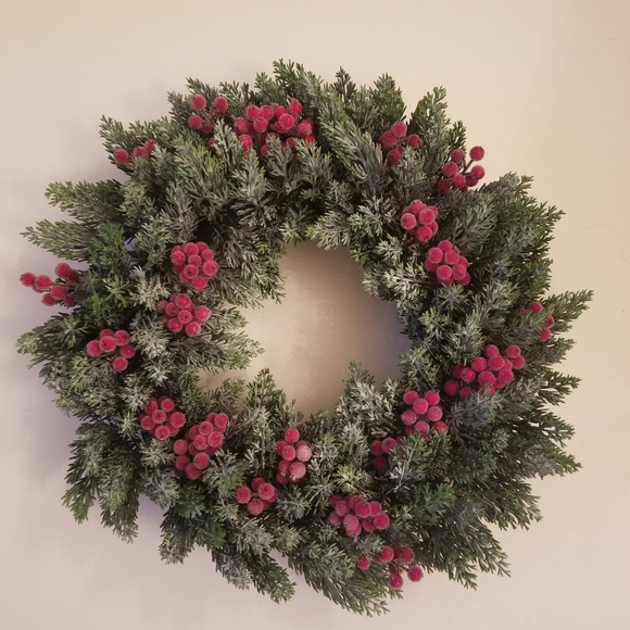 None Other - New Frosted Berry Fern Wreath